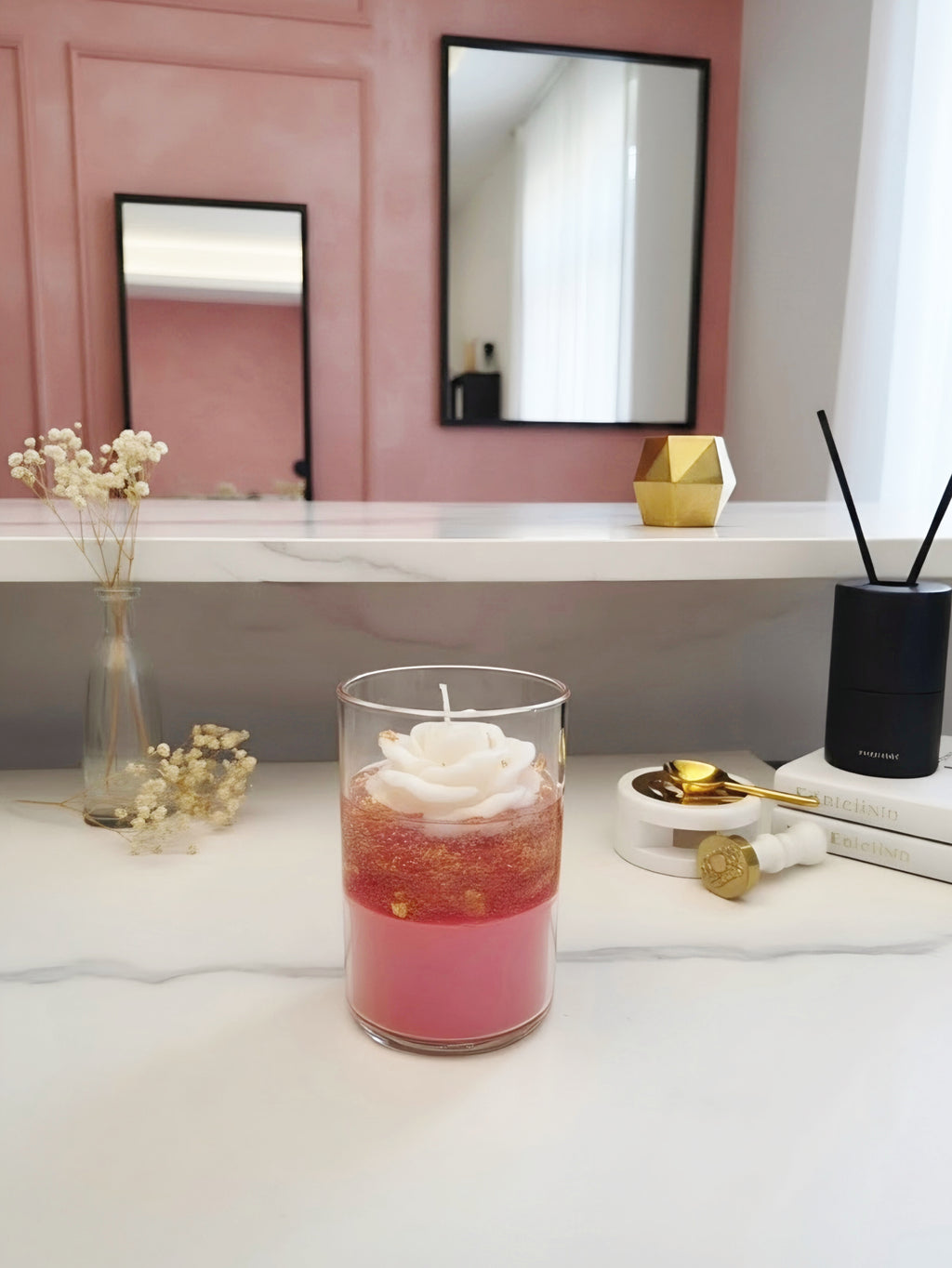 Blush Rose & Gold Candle✨️