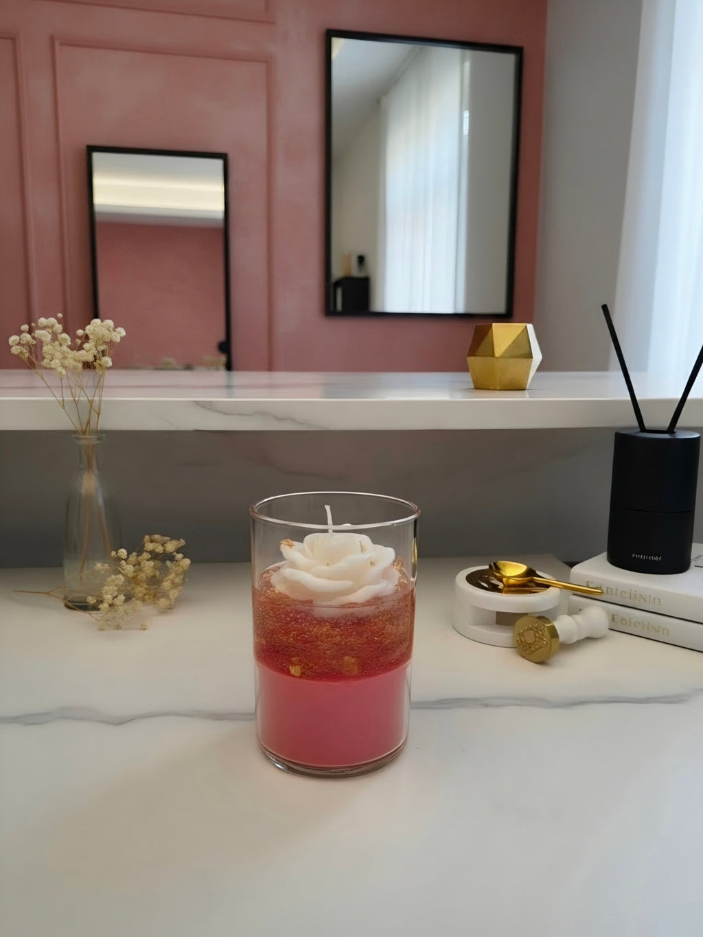 Blush Rose & Gold Candle✨️